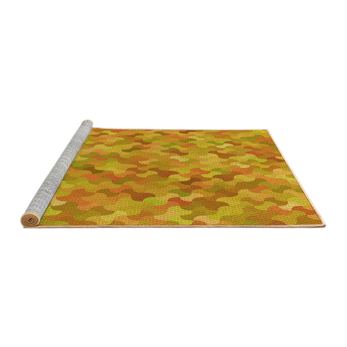 Sideview of Machine Washable Transitional Neon Orange Rug, wshpat881yw