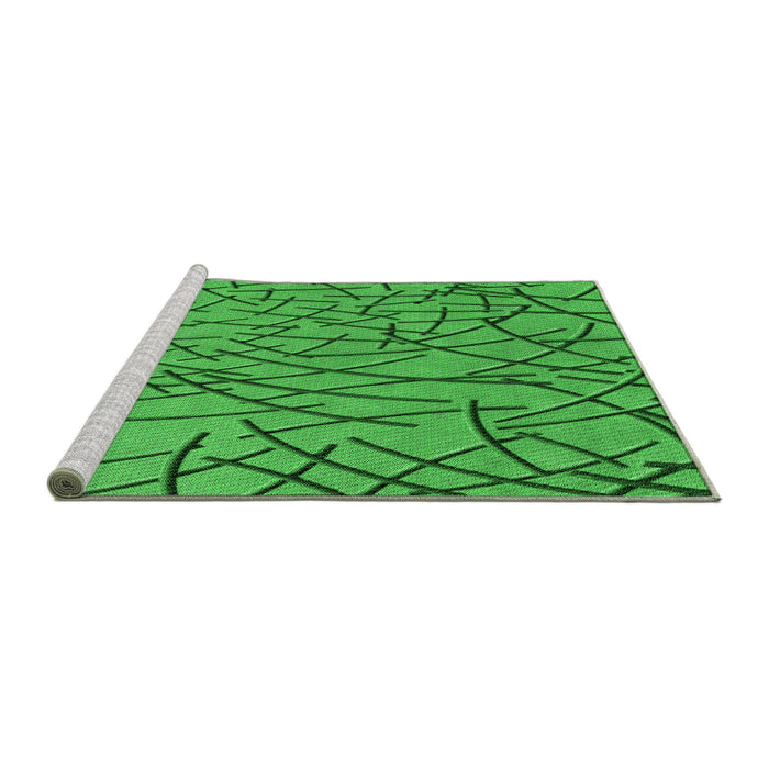 Sideview of Machine Washable Transitional Green Rug, wshpat882grn
