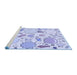 Sideview of Machine Washable Transitional Blue Rug, wshpat883blu