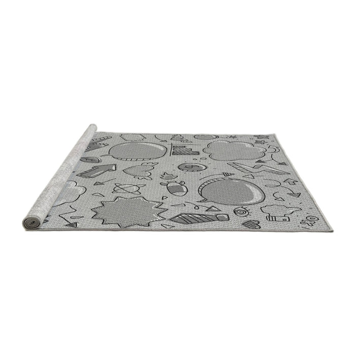 Sideview of Machine Washable Transitional Platinum Silver Gray Rug, wshpat883gry