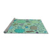 Sideview of Machine Washable Transitional Mint Green Rug, wshpat883lblu