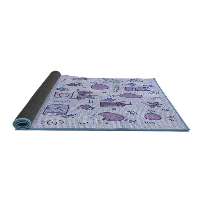 Thickness of Patterned Lavender Blue Rug, pat884blu