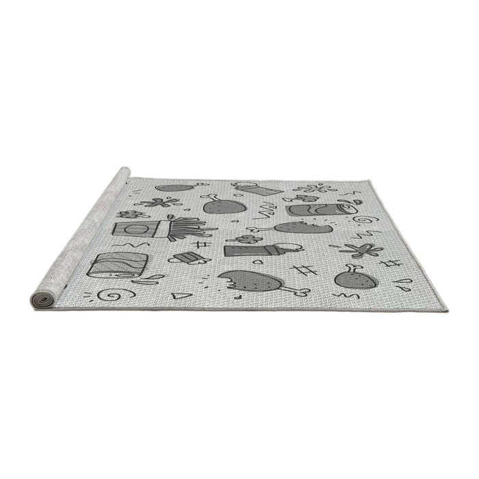 Sideview of Machine Washable Transitional Platinum Gray Rug, wshpat884gry