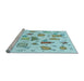Sideview of Machine Washable Transitional Cadet Blue Green Rug, wshpat884lblu