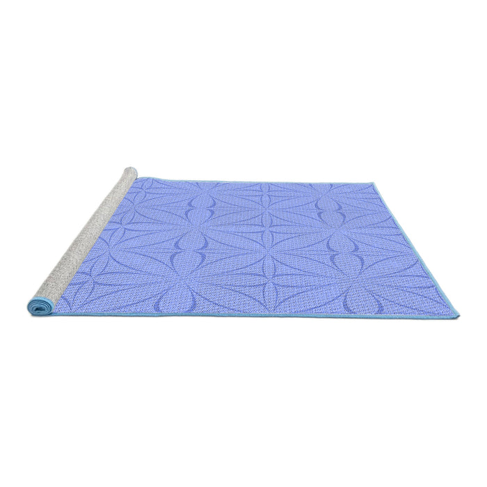 Sideview of Machine Washable Transitional Sky Blue Rug, wshpat885blu