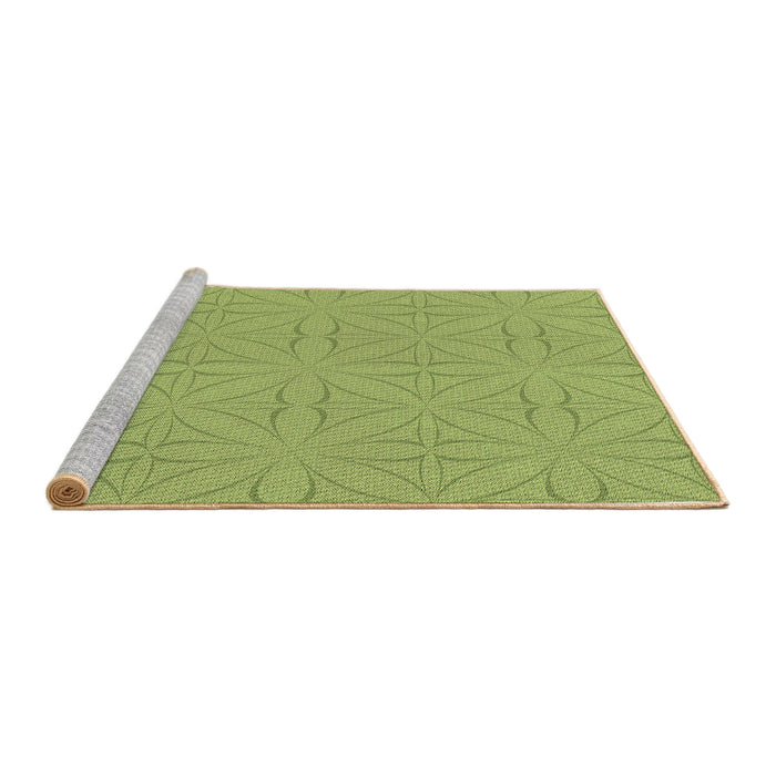 Sideview of Machine Washable Transitional Green Rug, wshpat885brn