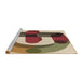 Sideview of Machine Washable Transitional Ginger Brown Green Rug, wshpat886brn