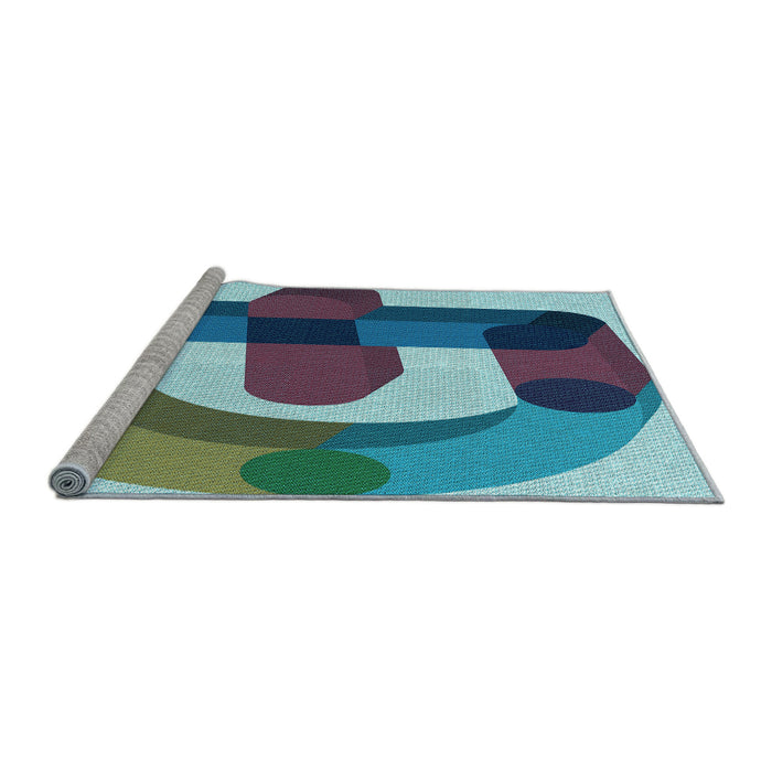Sideview of Machine Washable Transitional Blue Rug, wshpat886lblu