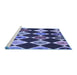Sideview of Machine Washable Transitional Blue Rug, wshpat887blu