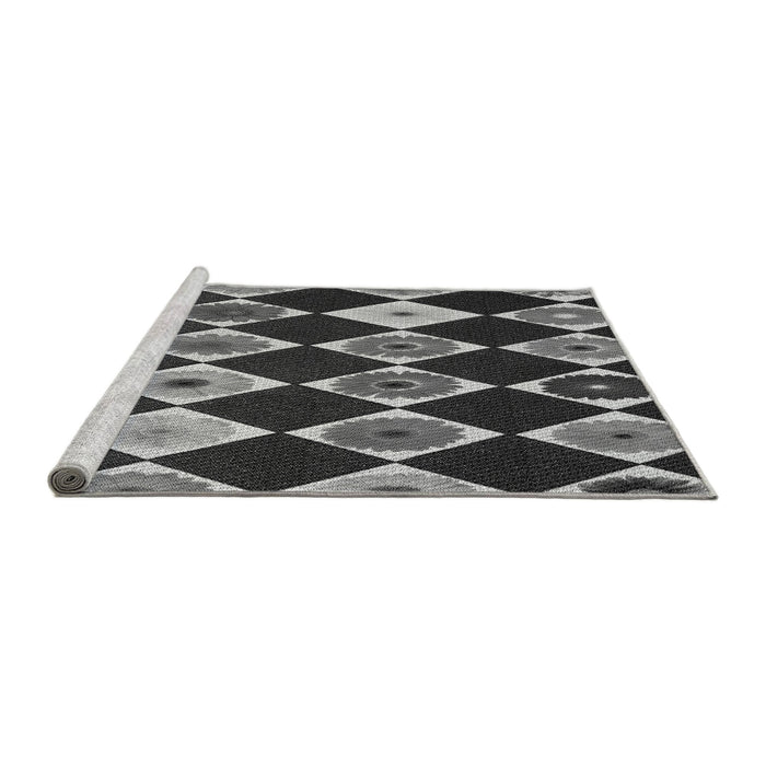 Sideview of Machine Washable Transitional Charcoal Black Rug, wshpat887gry