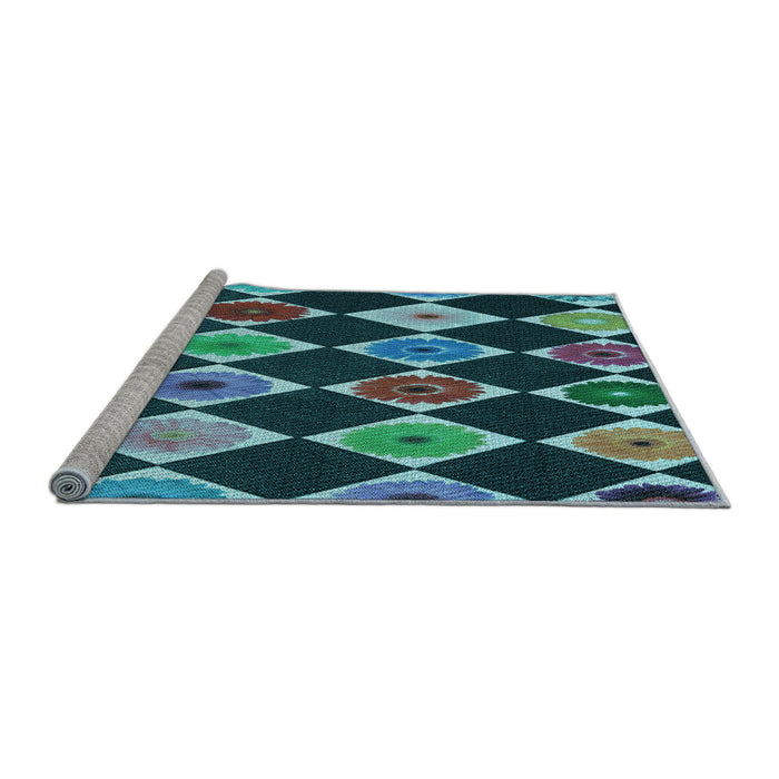 Sideview of Machine Washable Transitional Deep-Sea Blue Rug, wshpat887lblu