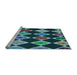 Sideview of Machine Washable Transitional Deep-Sea Blue Rug, wshpat887lblu