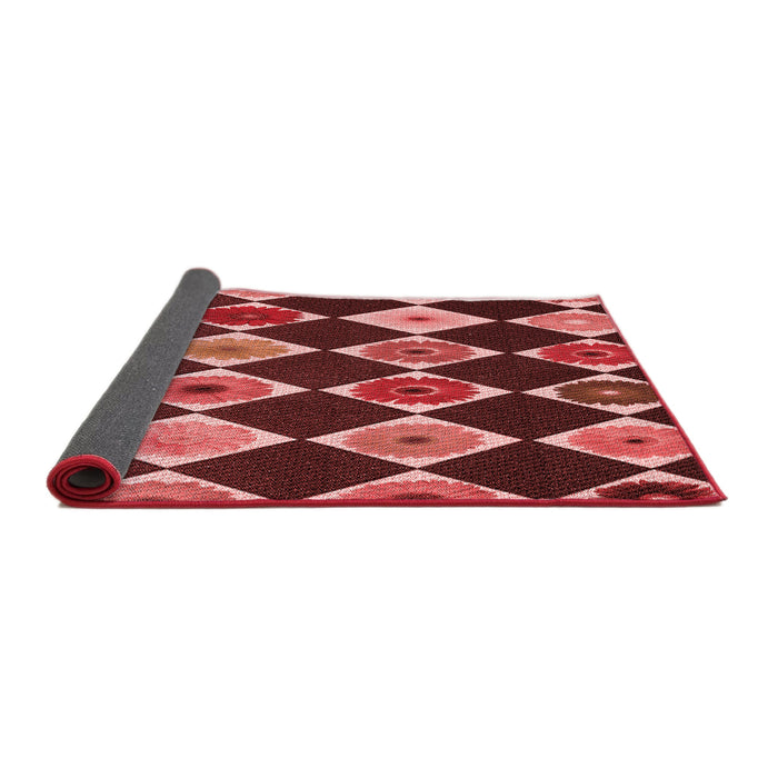 Thickness of Patterned Cranberry Red Rug, pat887rd
