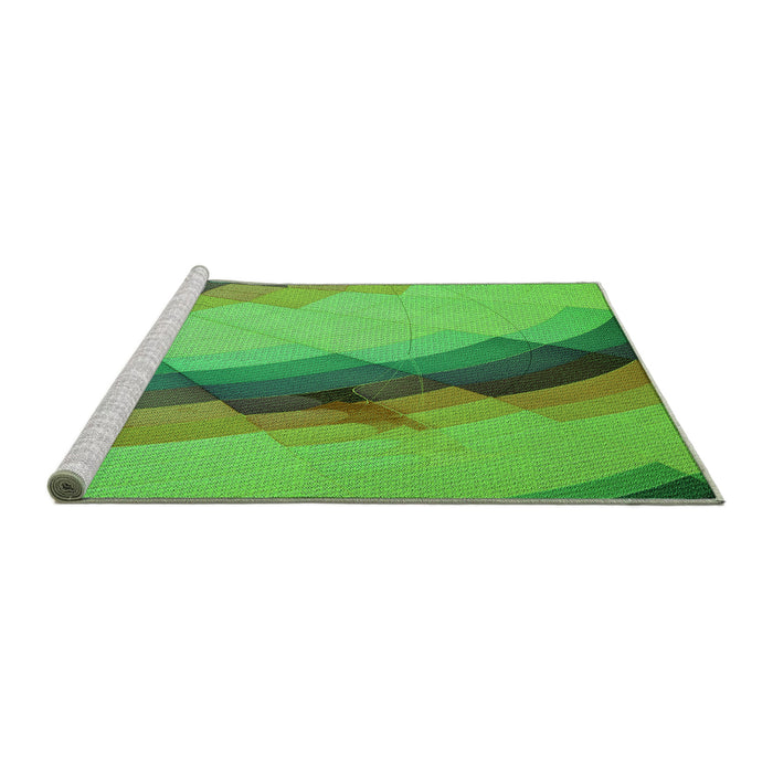 Sideview of Machine Washable Transitional Dark Lime Green Rug, wshpat89grn