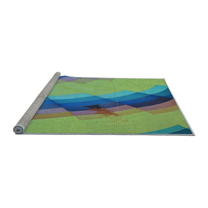 Sideview of Machine Washable Transitional Green Rug, wshpat89lblu