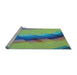 Sideview of Machine Washable Transitional Green Rug, wshpat89lblu