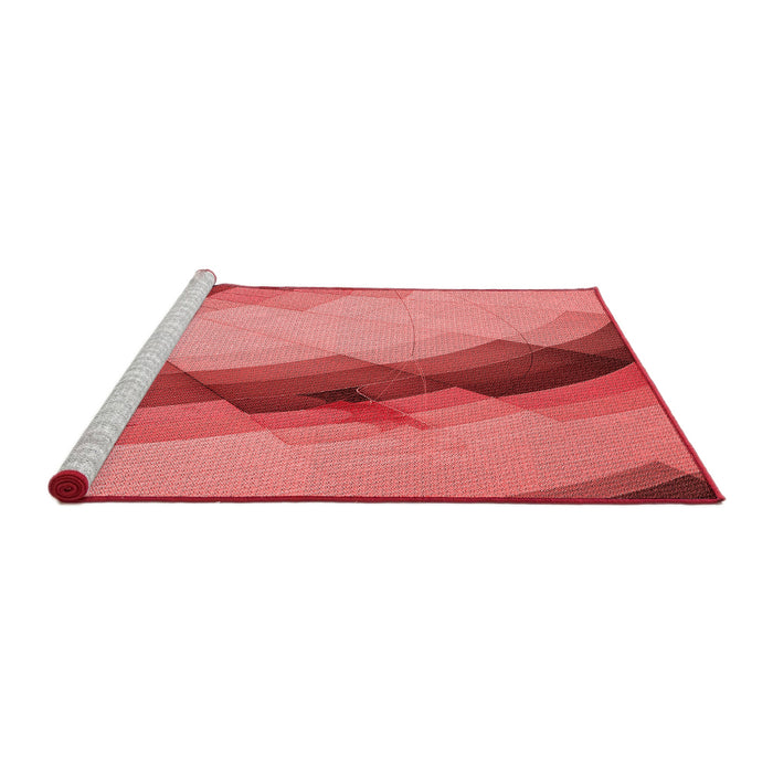 Sideview of Machine Washable Transitional Ruby Red Rug, wshpat89rd