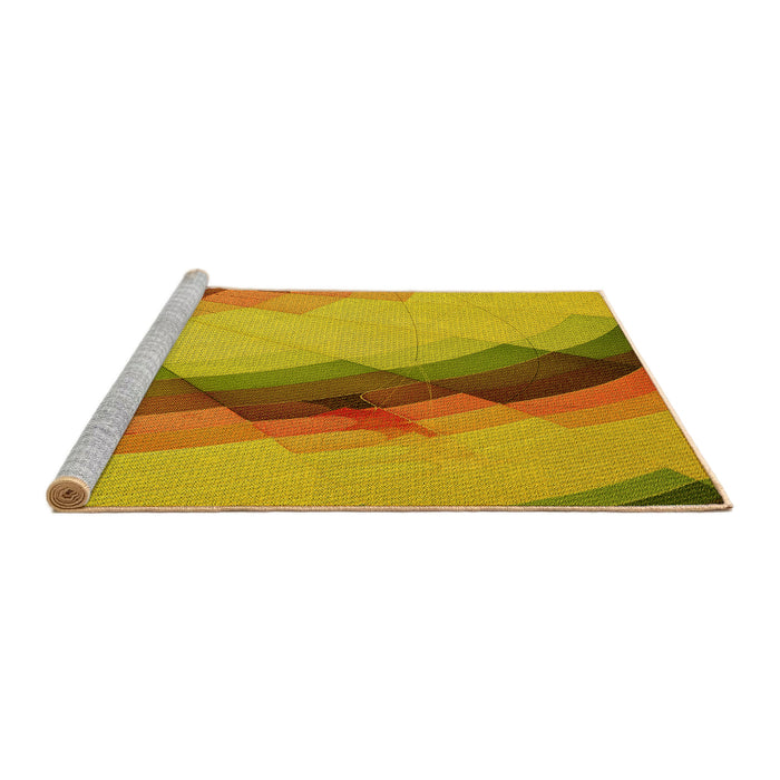 Sideview of Machine Washable Transitional Deep Yellow Rug, wshpat89yw