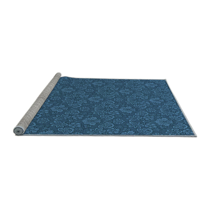 Sideview of Machine Washable Transitional Blue Rug, wshpat890lblu