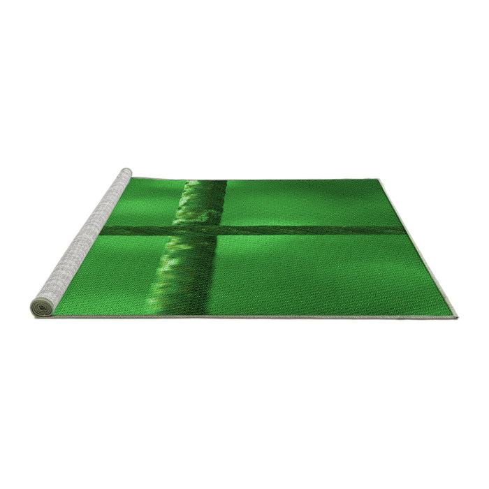Sideview of Machine Washable Transitional Green Rug, wshpat892grn
