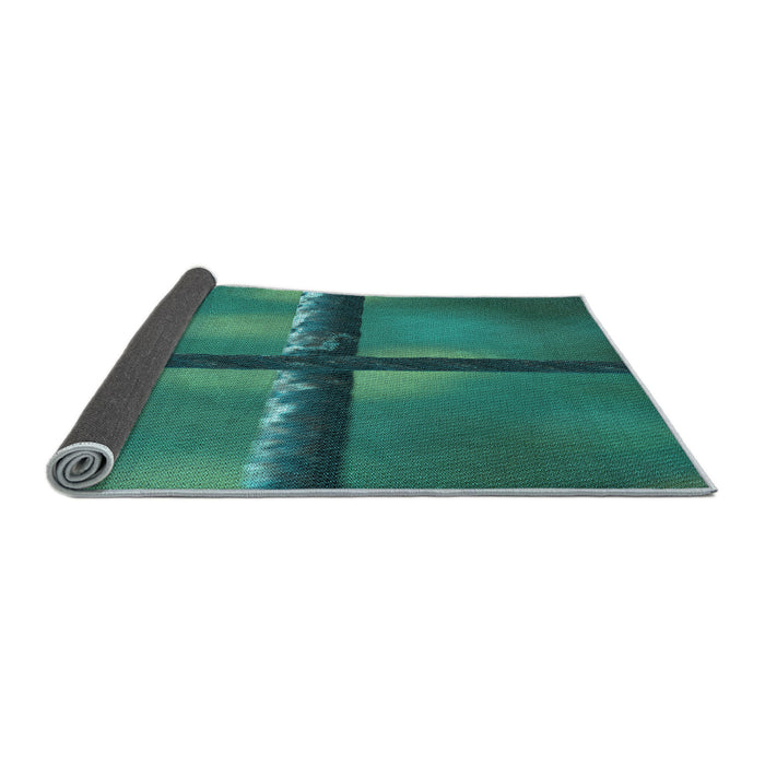 Thickness of Patterned Medium Teal Green Rug, pat892lblu