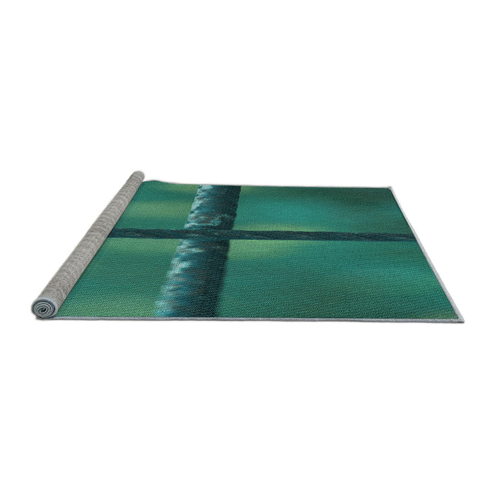 Sideview of Machine Washable Transitional Medium Teal Green Rug, wshpat892lblu