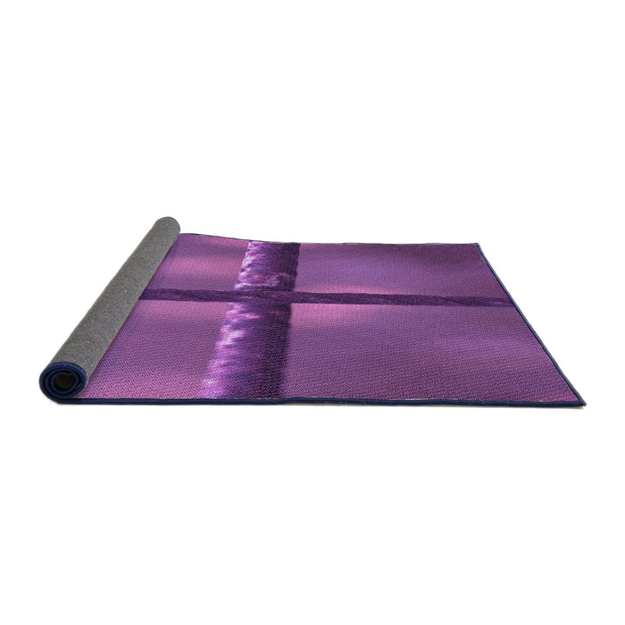 Thickness of Patterned Dark Magenta Purple Rug, pat892pur