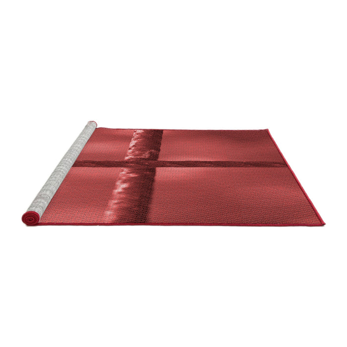 Sideview of Machine Washable Transitional Red Rug, wshpat892rd