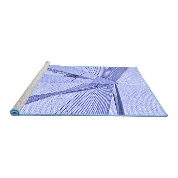 Sideview of Machine Washable Transitional Light Slate Blue Rug, wshpat893blu