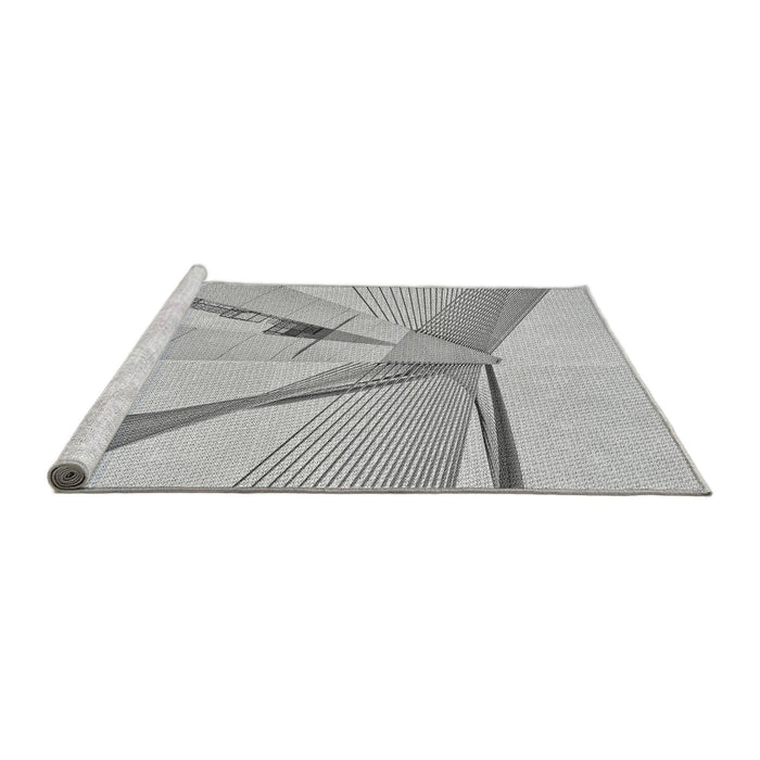 Sideview of Machine Washable Transitional Gunmetal Gray Rug, wshpat893gry