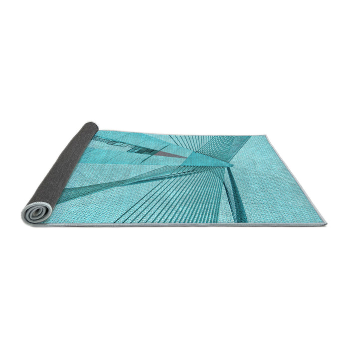 Thickness of Patterned Dark Turquoise Green Rug, pat893lblu