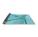 Thickness of Patterned Dark Turquoise Green Rug, pat893lblu