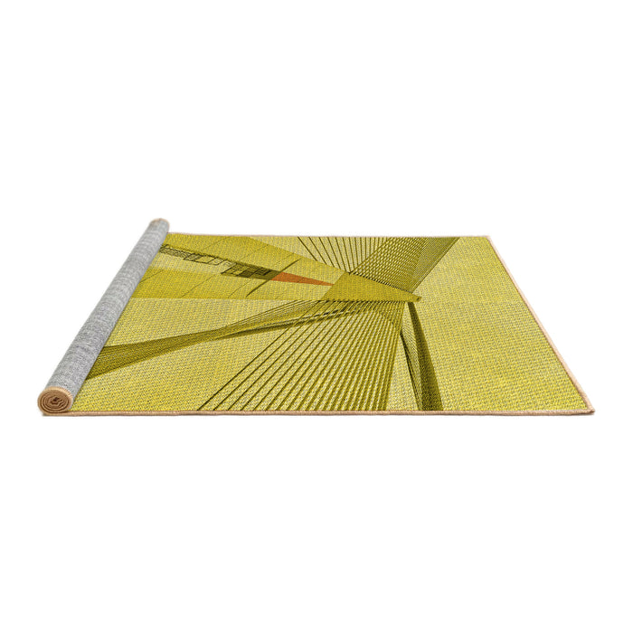 Sideview of Machine Washable Transitional Yellow Rug, wshpat893yw