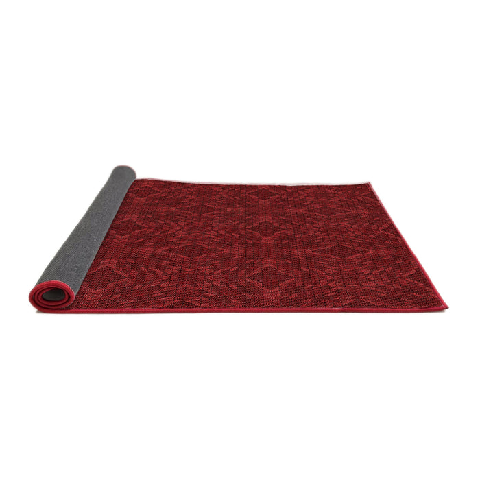Thickness of Patterned Maroon Red Rug, pat894rd