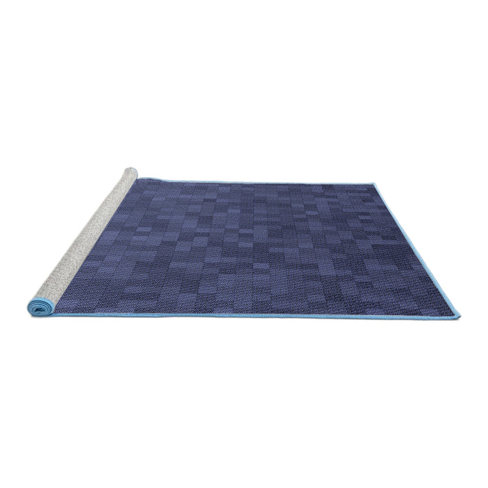 Sideview of Machine Washable Transitional Blue Rug, wshpat895blu