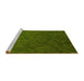 Sideview of Machine Washable Transitional Dark Forest Green Rug, wshpat895yw