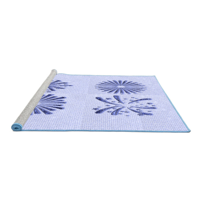 Sideview of Machine Washable Transitional Lavender Blue Rug, wshpat897blu
