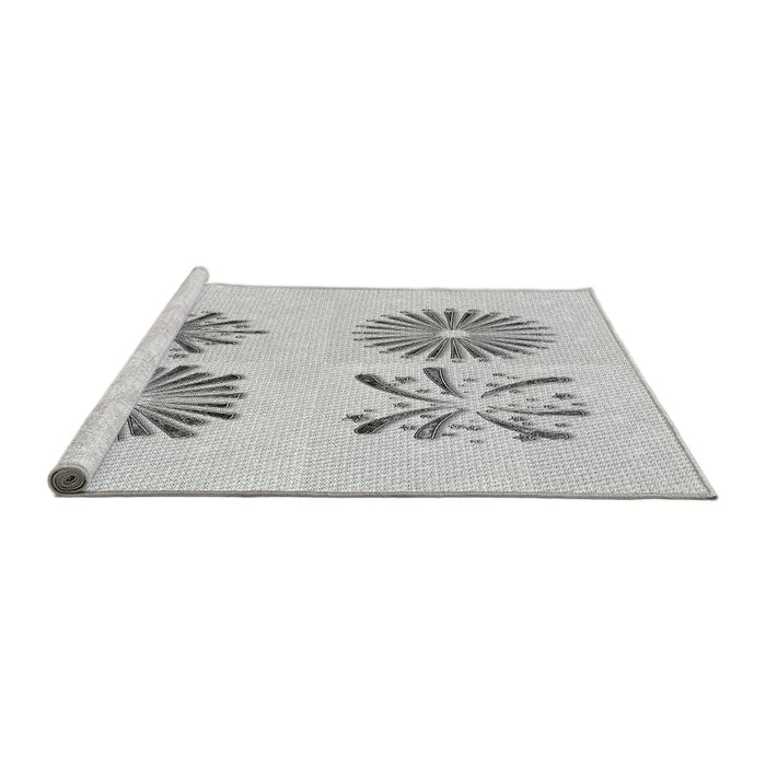 Sideview of Machine Washable Transitional Platinum Gray Rug, wshpat897gry