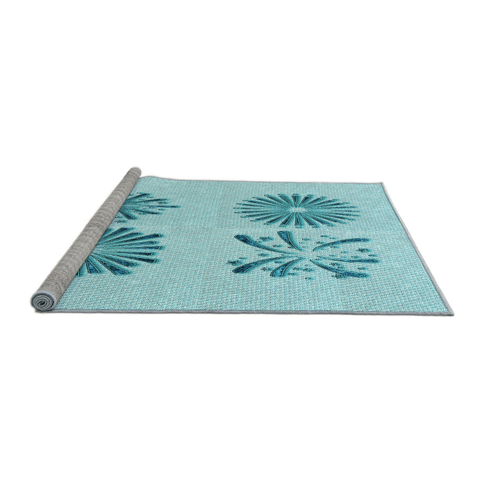 Sideview of Machine Washable Transitional Electric Blue Rug, wshpat897lblu