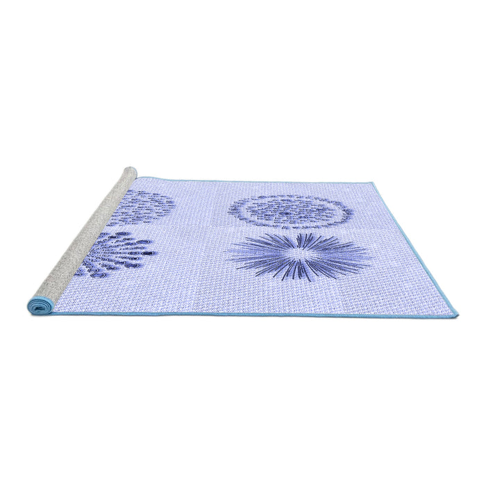 Sideview of Machine Washable Transitional Lavender Blue Rug, wshpat898blu