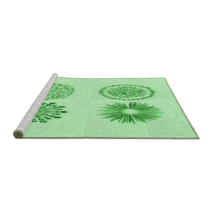 Sideview of Machine Washable Transitional Light Green Rug, wshpat898grn