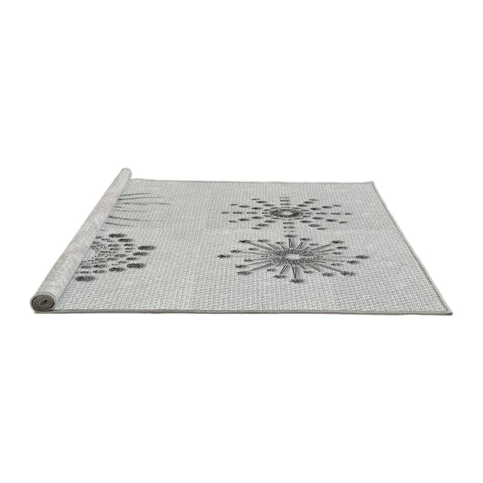 Sideview of Machine Washable Transitional Platinum Gray Rug, wshpat899gry