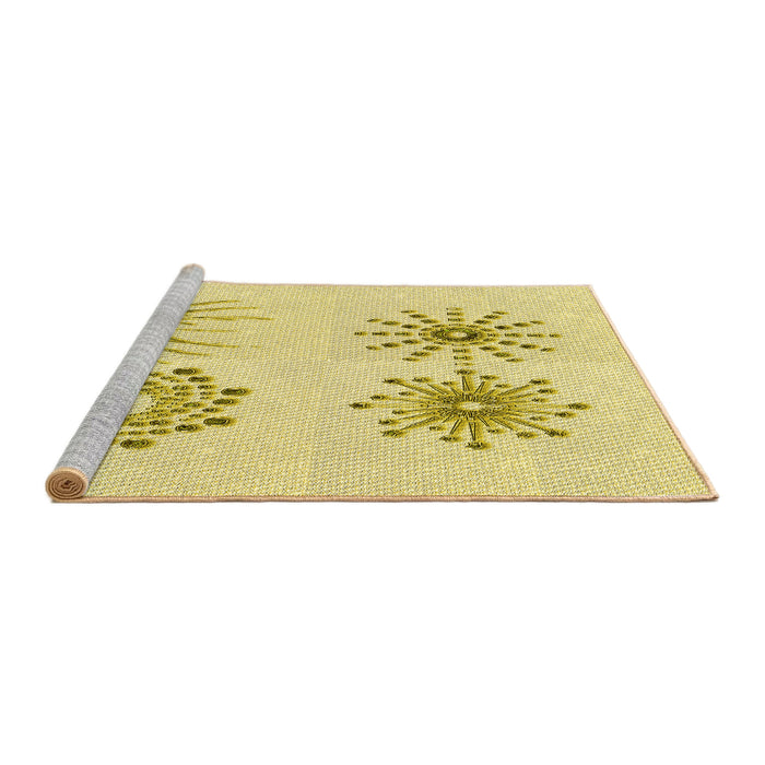 Sideview of Machine Washable Transitional Sun Yellow Rug, wshpat899yw