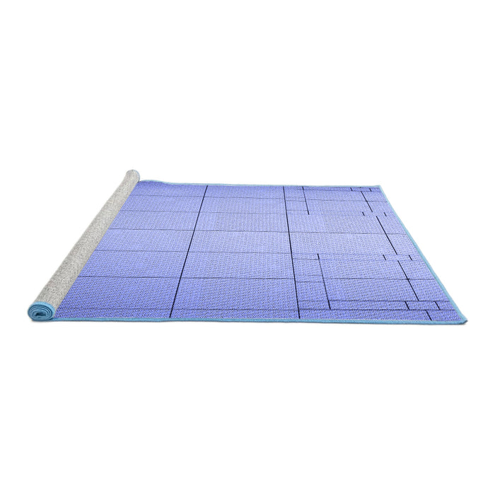 Sideview of Machine Washable Transitional Jeans Blue Rug, wshpat90blu