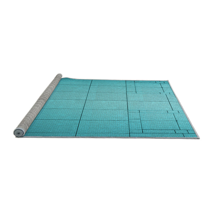 Sideview of Machine Washable Transitional Dark Turquoise Green Rug, wshpat90lblu