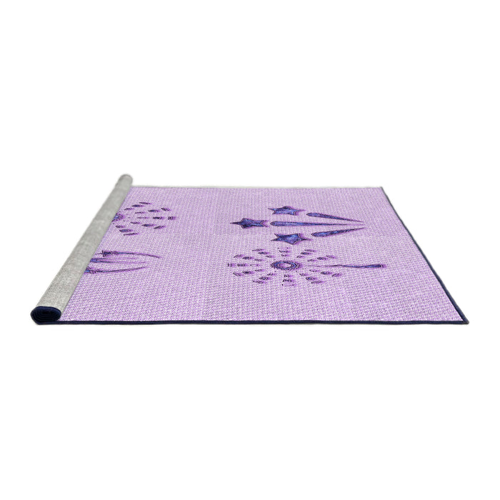 Sideview of Machine Washable Transitional Bright Lilac Purple Rug, wshpat900pur