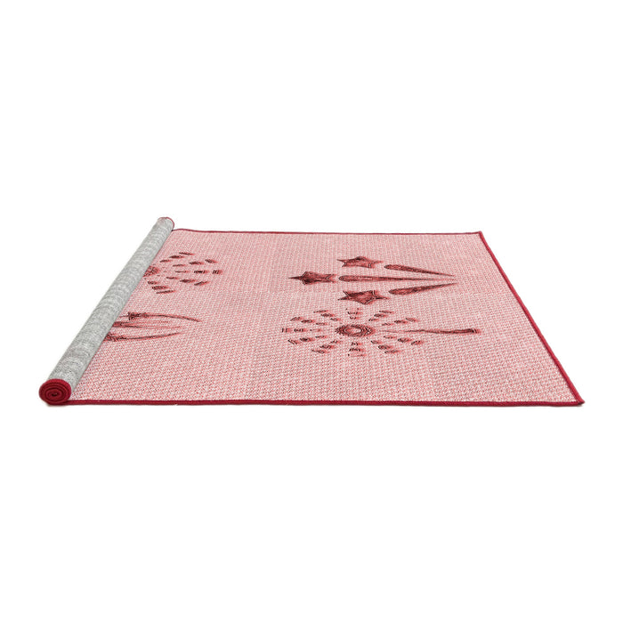 Sideview of Machine Washable Transitional Pastel Red Pink Rug, wshpat900rd