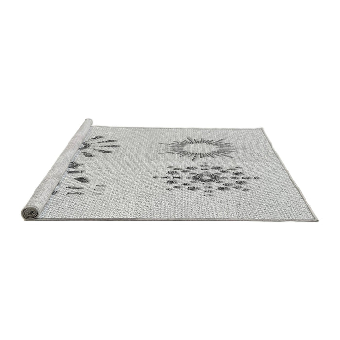 Sideview of Machine Washable Transitional Platinum Gray Rug, wshpat901gry