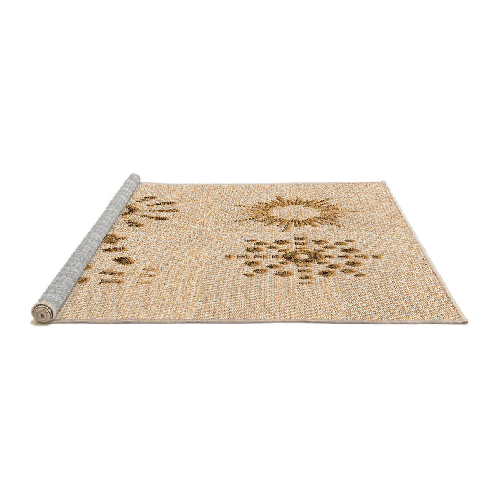 Sideview of Machine Washable Transitional Brown Sand Brown Rug, wshpat901org