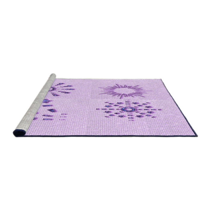 Sideview of Machine Washable Transitional Bright Lilac Purple Rug, wshpat901pur